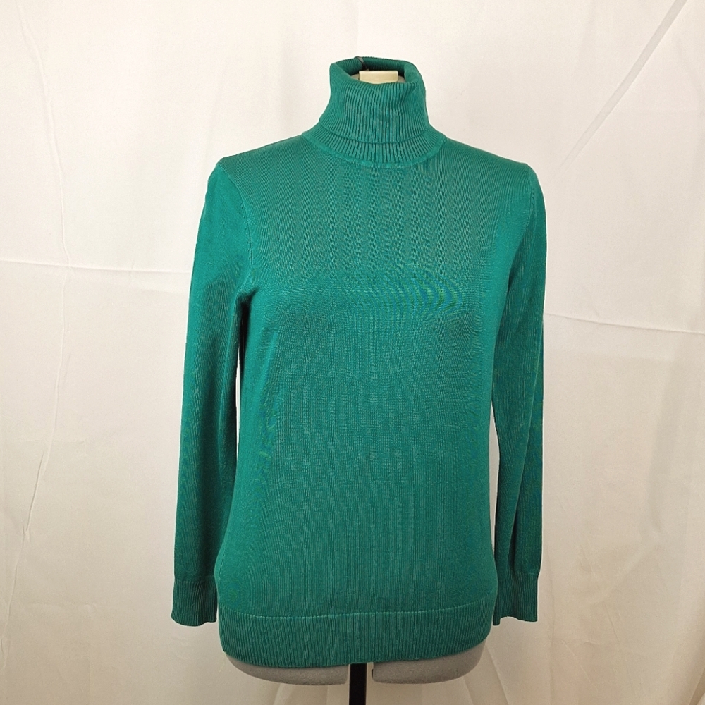 Joseph A. QUEST-CE QUE CEST SILK? Petite Med Womens NWT Turtleneck Evergreen